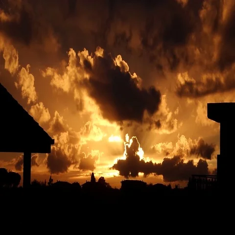 Dramatic Orange Sky At Sunset Video stock 69342977