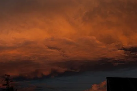 Dramatic Orange Sky at Sunset Stock Photos