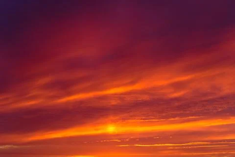 Dramatic Orange Sunset Sky Clouds Stock Photos