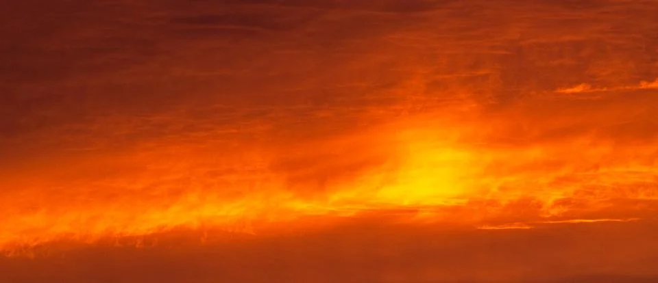 Dramatic Orange Sunset Sky Clouds Stock Photos