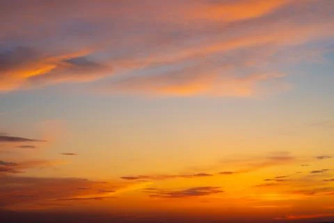 Dramatic orange sunset sky. Natural background. Stock Photos