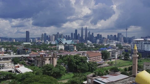 Dramatic overcast or rainy day scene at Kuala Lumpur Video stock 101062634