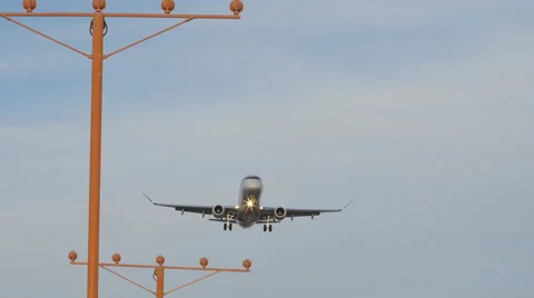 DRAMATIC OVERHEAD SHOT OF JET LANDING SLO-MO 2 Stock Footage 63319889