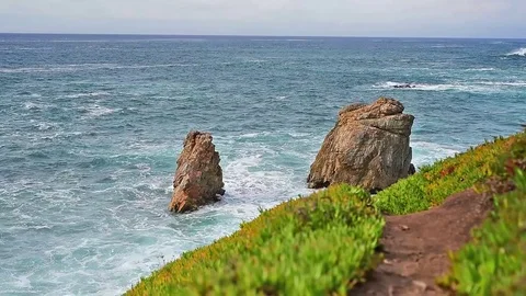 Dramatic Pacific Ocean along Big Sur California Stock Footage 70869001