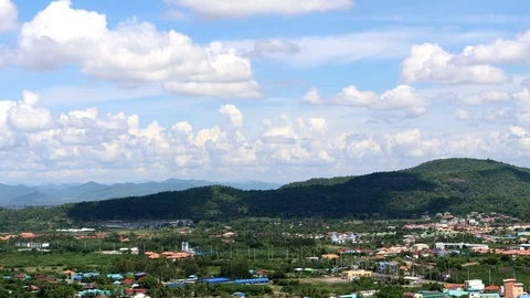 Dramatic panorama aerial view timelapse clip of summer sky and clouds. Stock Footage 90979063