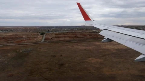 Dramatic panorama of the atmosphere of gray clouds from the airplane window. Stock Footage 167714080