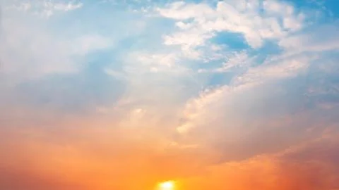 Dramatic panorama sky with cloud on sunrise and sunset time. Stock Photos