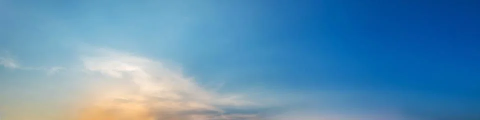 Dramatic panorama sky with cloud on sunrise and sunset time. Stock Photos