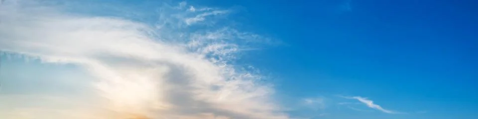 Dramatic panorama sky with cloud on sunrise and sunset time. Stock Photos