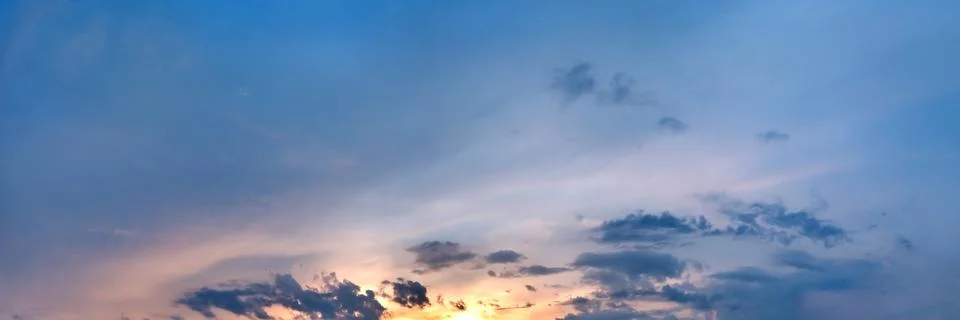 Dramatic panorama sky with cloud on sunrise and sunset time. Stock Photos
