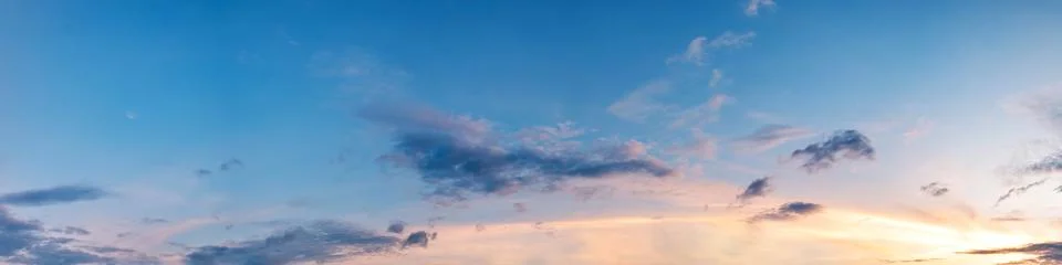 Dramatic panorama sky with cloud on sunrise and sunset time. Stock Photos