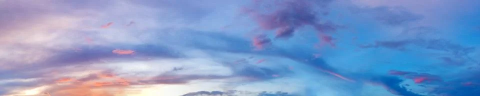 Dramatic panorama sky with cloud on sunrise and sunset time. Stock Photos