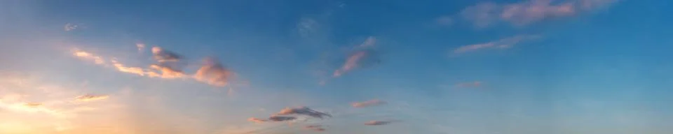 Dramatic panorama sky with cloud on sunrise and sunset time. Stock Photos
