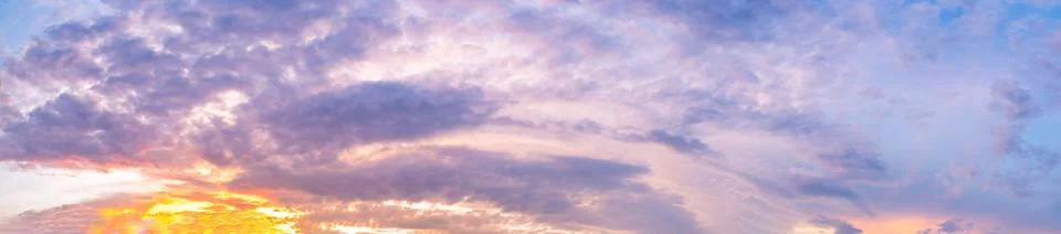 Dramatic panorama sky with cloud on sunrise and sunset time. Stock Photos