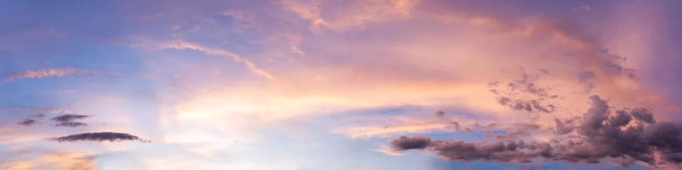 Dramatic panorama sky with cloud on sunrise and sunset time. Stock Photos