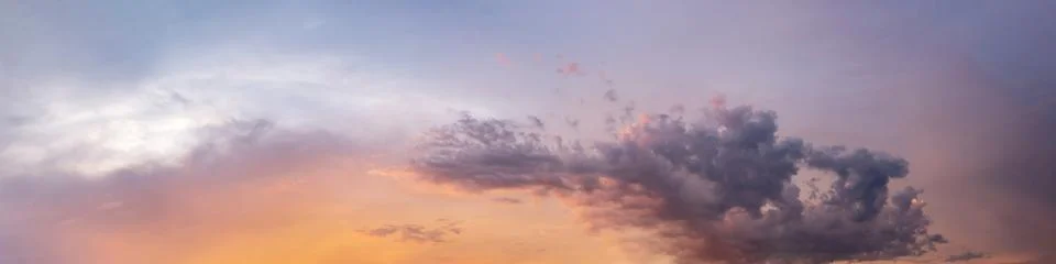 Dramatic panorama sky with cloud on sunrise and sunset time. Stock Photos