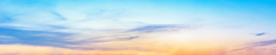 Dramatic panorama sky with cloud on twilight time. Stock Photos