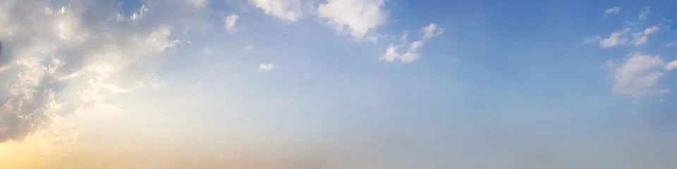 Dramatic panorama sky with cloud on twilight time. Stock Photos