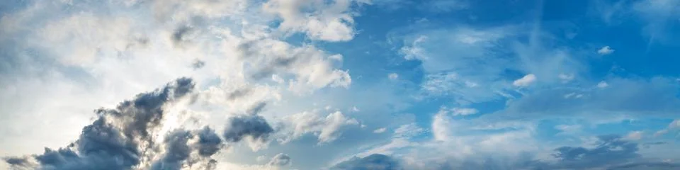Dramatic panorama sky with storm cloud on a cloudy day. Stock Photos