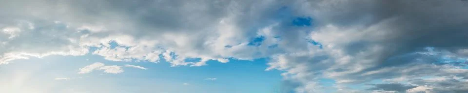 Dramatic panorama sky with storm cloud on a cloudy day. Stock-Fotos