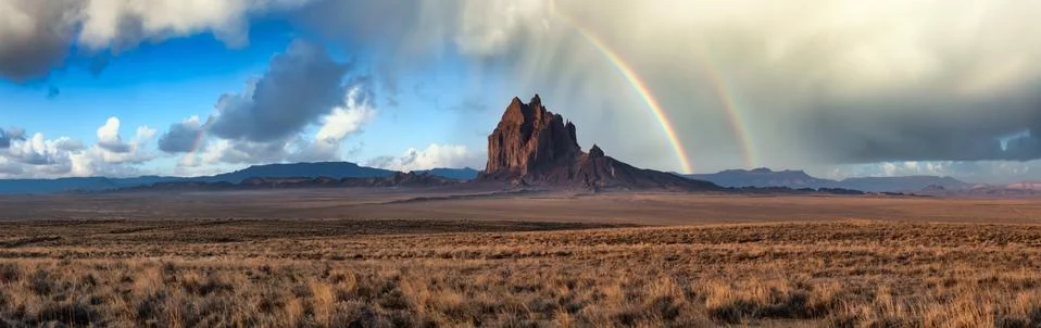Dramatic panoramic landscape view of a dry desert Foto stock