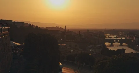 Dramatic panoramic view of Florence city at sunset with mountains in background Video stock 122958119