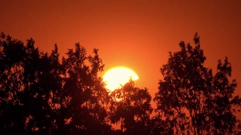 Dramatic Partial Solar Eclipse Seen From a Mountain at Dusk Today Vidéo 343845466