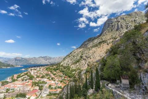 Dramatic Peak above Kotor Stock Photos