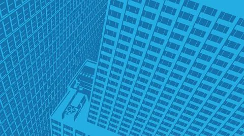 Dramatic Perspective shot of tall buildings from on high Stock Illustration
