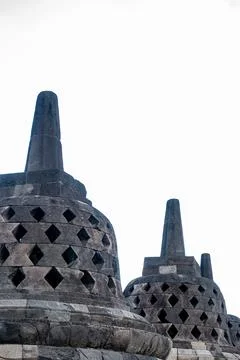 Dramatic Perspective Stone Bell Shape Borobudur Temple Architectural Landmark Stock-Fotos