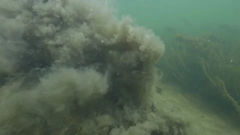 Dramatic picture with underwater mud at the bottom of a river Stock Footage 191993411