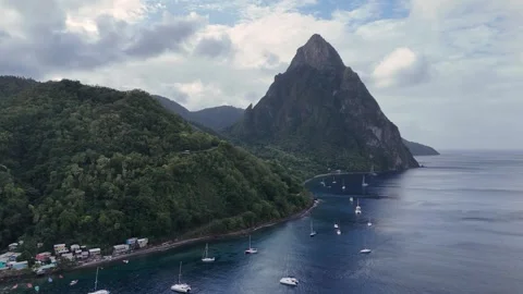 Dramatic Pitons of Saint Lucia Stock Footage 341245657