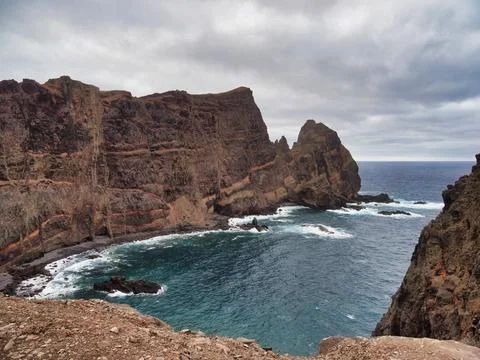 Dramatic Ponta de So Loureno Vista - Panoramic view of the Ponta de So Lour.. Stock Photos