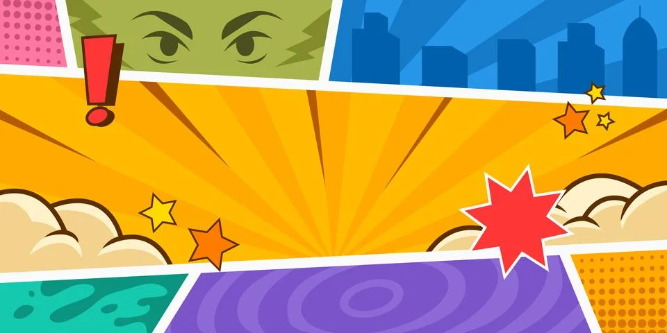 Dramatic Pop Comic Panel Style Background Stock Illustration