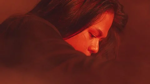 Dramatic Portrait in Warm Smoke Stock Footage 296546217