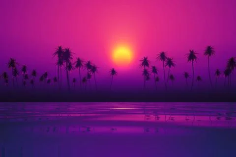 Dramatic purple sunset Stock Illustration