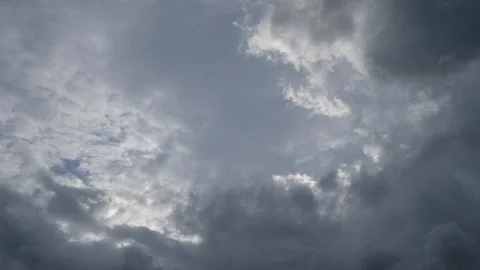 Dramatic rain cloud moving above moody dark sky Stock Footage 92416873