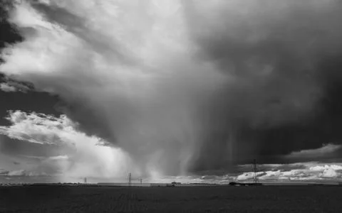 Dramatic rain or hail cloud over a field in Isle of Thanet, Kent. Stock Photos