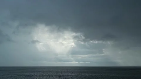 Dramatic rainy clouds over the sea in Izu peninsula, Shizuoka Prefecture, Japan Stock Footage 249639117