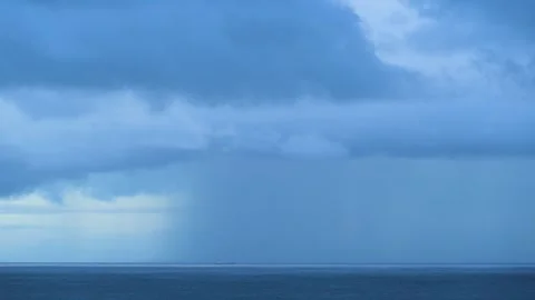 Dramatic rainy clouds over the sea in Izu peninsula, Shizuoka Prefecture, Japan Stock Footage 249639370