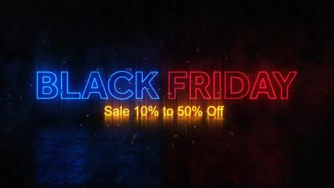 Dramatic Red And Blue Neon Light Black Friday Sale 10 Percent To 50 Percent Off  Stock Illustration