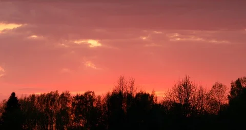 Dramatic red clouds and sunset Stock Footage 90465695