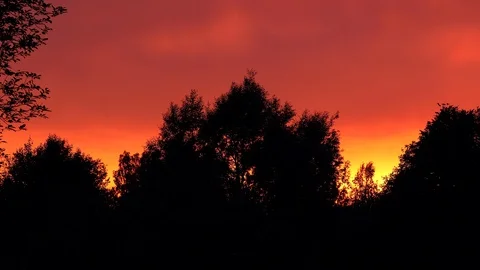 Dramatic red clouds and sunset Stock Footage 98552614