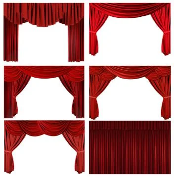Dramatic red old fashioned elegant theater stage elements Stock Photos