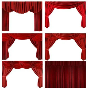 Dramatic red old fashioned elegant theater stage elements Stock Photos