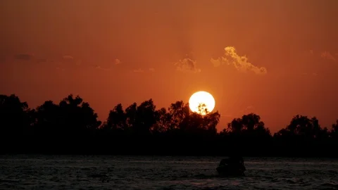 Dramatic red orange sunset of Borneo Stock Footage 114127059