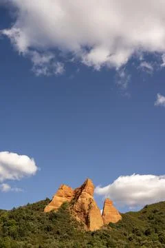 Dramatic Red Rock Formation Against a Blue Sky Stock Photos