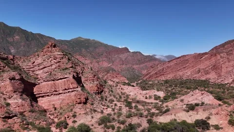 Dramatic Red Rock Sandstone Canyon Layers, Cafayate, Salta, Argentina Stock Footage 343673151
