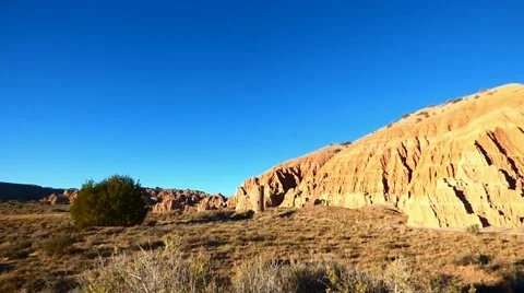 Dramatic Red Rocks Stone Tower Badlands Cathedral Gorge Video stock 48617820