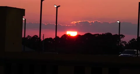Dramatic red sky during a tropical sunset or sunrise Stock Footage 157306364